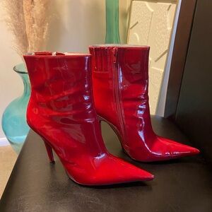 Jeffrey Campbell Glossy Red Heeled Boots